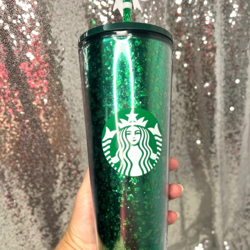Starbucks 2019 Holiday Season Mercury Glitter Green Venti Tumbler 24 OZ
